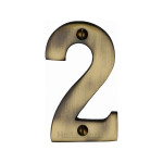 Heritage Brass Numeral 2  - Face Fix 76mm  – Heavy font
